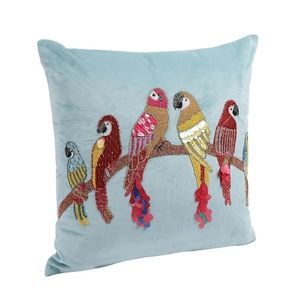 Hand embroidery Cushion with beaded work .